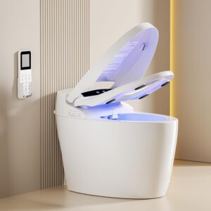 Smart Toilet,Tankless Toilets with Warm Water Sprayer and Dryer, Foot Sensor Operation,Bidet with Heated Seat Smart with Bidet Built In Fahrenheit LED Display
