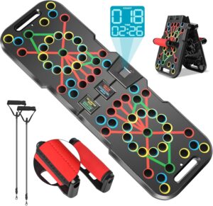 Push Up Board with Smart Count, Multi-Function 60 in 1 Push Up Bar (Foldable & Portable), Push up Handles for Floor, Professional Home Workout Equipment, Strength Training Equipment for Men & Women