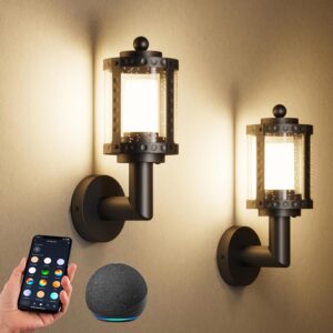 XMCOSY+ Outdoor Wall Lights, 1100LM Smart Porch Lights Outdoor, RGBCW LED Outdoor Sconce Lights, WiFi APP Control, Compatible with Alexa, IP65 Waterproof Exterior Lighting Fixtures, 2 Pack