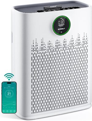 Smart Air Purifier for Home Large Rooms, with WiFi Control, Smart Mode, AQI Display, 22dB Sleep Mode & Aromatherapy, Covers Up to 1295 Ft² with 2X-Power Filtration, HAP603WF, Bright White