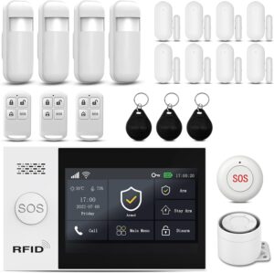 Wireless Home Alarm System 21-Piece Kit, WiFi/4G Alarm System for Home Security with Phone APP Alert (Door Sensors,Alarm Siren, Remote, Motion Detector) for Home, Apartment, Work with Alexa