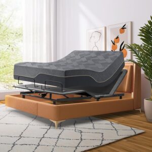 Full Adjustable Bed Base with Mattress, 12 Inch Grey Gel Memory Foam Medium-Firm Mattress in Box, Adjustable Bed Frame with Wireless Remote, Smart Electric Bed Frame