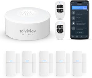 WiFi Door Alarm System, Wireless DIY Smart Home Security System, with Phone APP Alert, 8 Pieces-Kit (Alarm Siren, Door Window Sensor, Remote), Compatible with Alexa, for House, Apartment by tolviviov