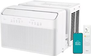 Midea 8,000 BTU U-Shaped Smart Inverter Air Conditioner – Cools up to 350 Sq. Ft., Ultra Quiet with Open Window Flexibility, Compatible with Alexa, 35% Energy Savings, Remote Control (Renewed)