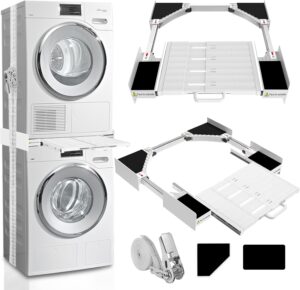 Washer Dryer Stacking Kit, Universal Washer Dryer Stacking Kit with Pull-Out Sliding Plate, Adjustable 29"-21" Stacking Kit for Washer and Dryer with Ratchet Strap