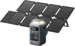 Anker SOLIX C300 DC Power Bank Station (90,000mAh) and 60W Solar Panel, 288Wh Portable Power Station, LiFePO4 Battery, 300W Solar Generator, for Outdoor, Camping, Traveling, and Emergencies