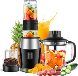 Blender and Food Processor Combo, Blender for Shakes and Smoothies, Personal Blender Small Blender, Suitable for Kitchen, Home, 700W Electric Blender with Mixer Grinder/Blender/Chopper