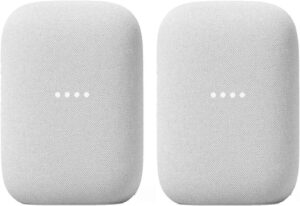Google Audio (2-Pack) Smart Speakers – Wireless Bluetooth & Wi‑Fi Home Speaker Bundle with Powerful Stereo Sound, Multi-Room Audio Assistant Voice Control