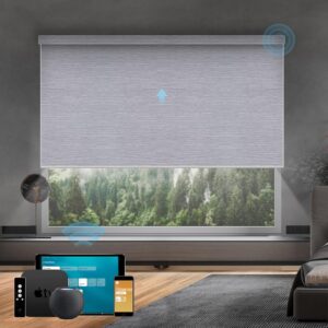 SmartWings Motorized Roller Shades Work with HomeKit, 100% Blackout Window Shades, Cordless Wireless Remote Control Roller Blinds for Smart Home and Office, Essential Grey, Customized Size