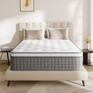 12" Hybrid Queen Mattress in a Box - Medium Firm Gel Memory Foam & Individual Pocket Coils, Edge Support, Pressure Relief, CertiPUR-US Certified Bed Mattress (12 Inch, Queen)