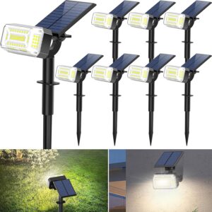 102 LED Solar Spot Lights Outdoor Waterproof IP65, Adjustable Landscape Spotlights, [8 Pack/4 Modes] Auto On/Off Solar Powered Flood Lights for Outside Yard Garden Wall Pathway (Cool White)