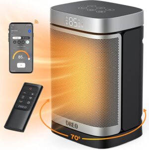 Dreo 1500W Smart Space Heaters for Indoor Use, Portable Heater with 70°Oscillation, WiFi Alexa & Google Assistant Electric Heater, with Thermostat & Remote, Safety Small Heater for Office Home